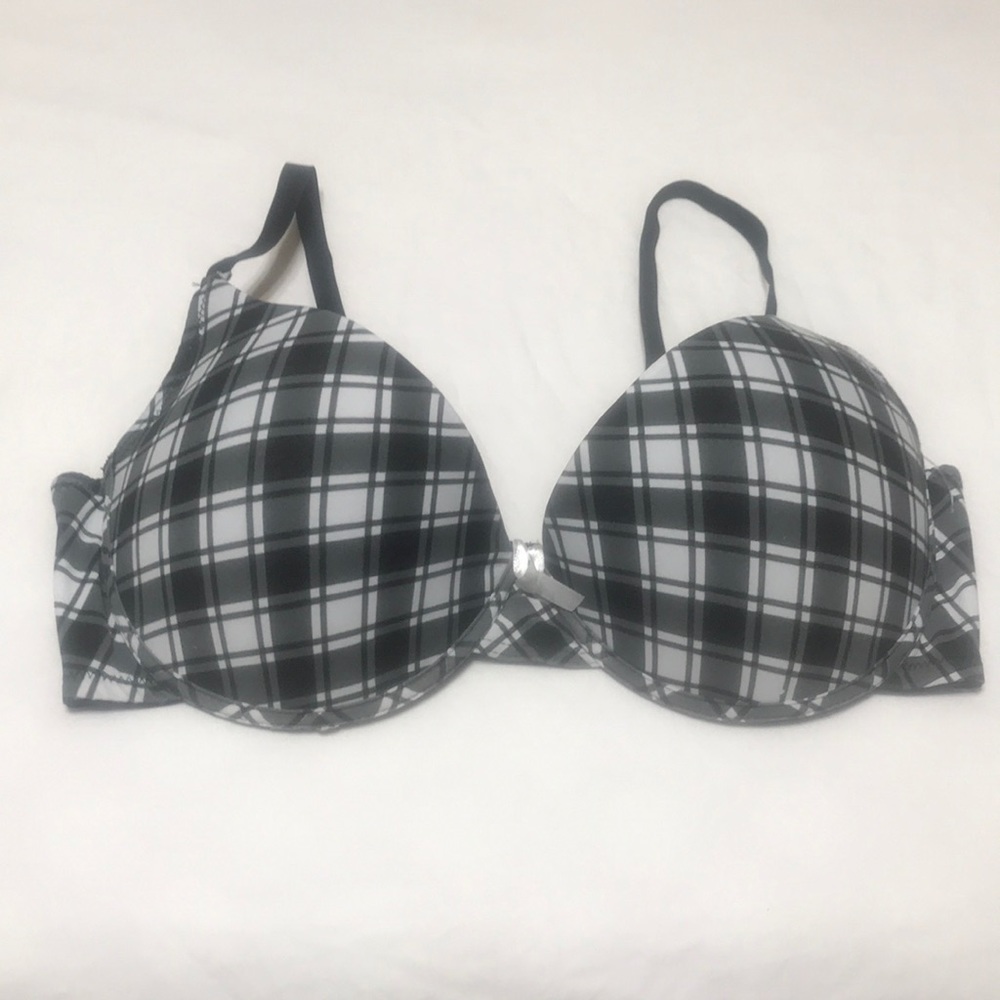 Black and White Plaid Teeshirt Bra